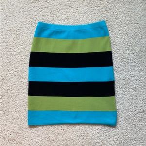 Bebe Color Striped Bodycon Bandage Skirt